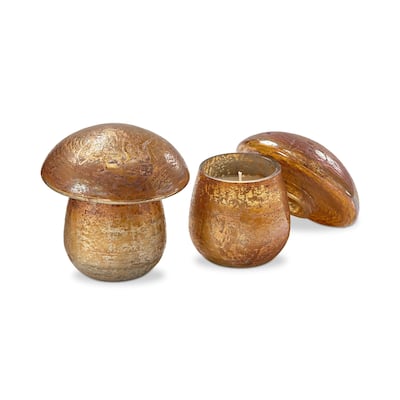 Scented Soy Wax Blend Fragrance Candle in Glass Shaped Mushroom Container with Lid, Burn Time 18 Hours
