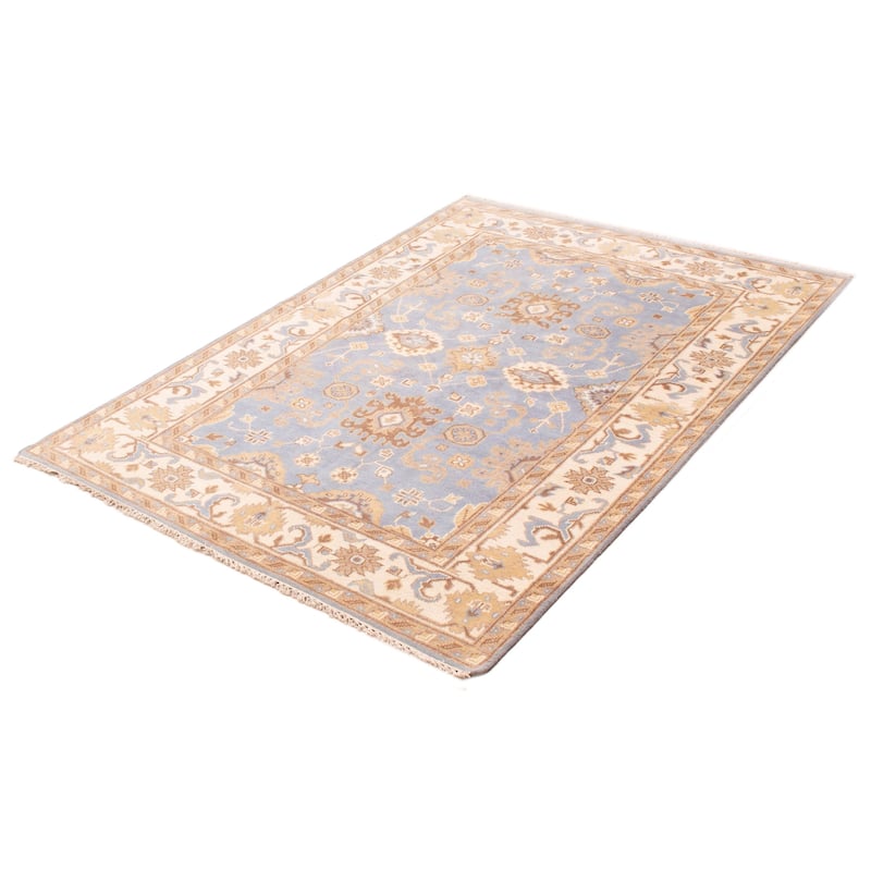 ECARPETGALLERY Hand-knotted Royal Oushak Light Blue Wool Rug - 6'2 x 8'10