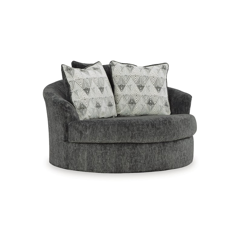 Signature Design by Ashley Biddeford Gray Oversized Swivel Accent Chair - 56"W x 55"D x 39"H