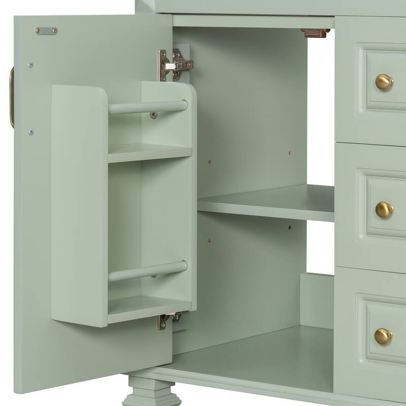 Bathroom Vanity with Ceramic Sink Top, Bathroom Cabinet Base and Ceramic Basin Set