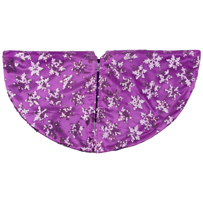 Sequin Snowflake Mini Christmas Tree Skirt - Purple - 20"