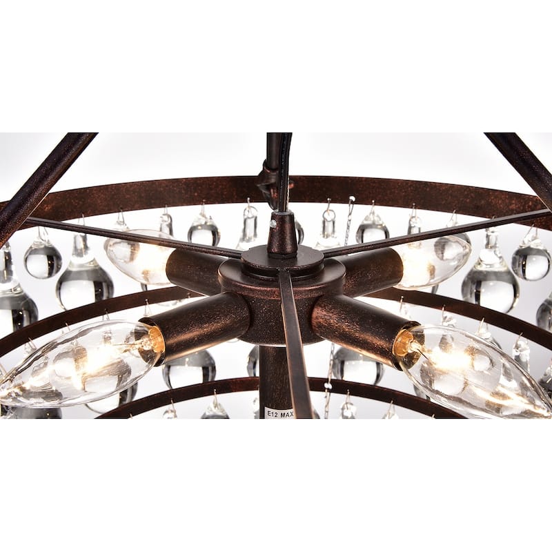 Antique Copper 5-Light Four Tier Crystal Chandelier - Antique Copper
