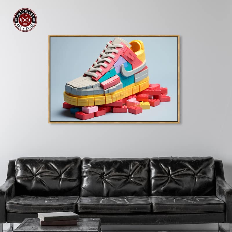 Notoriart Toy Sneaker Pastel Framed Sneaker 1 Piece Canvas Wall Art