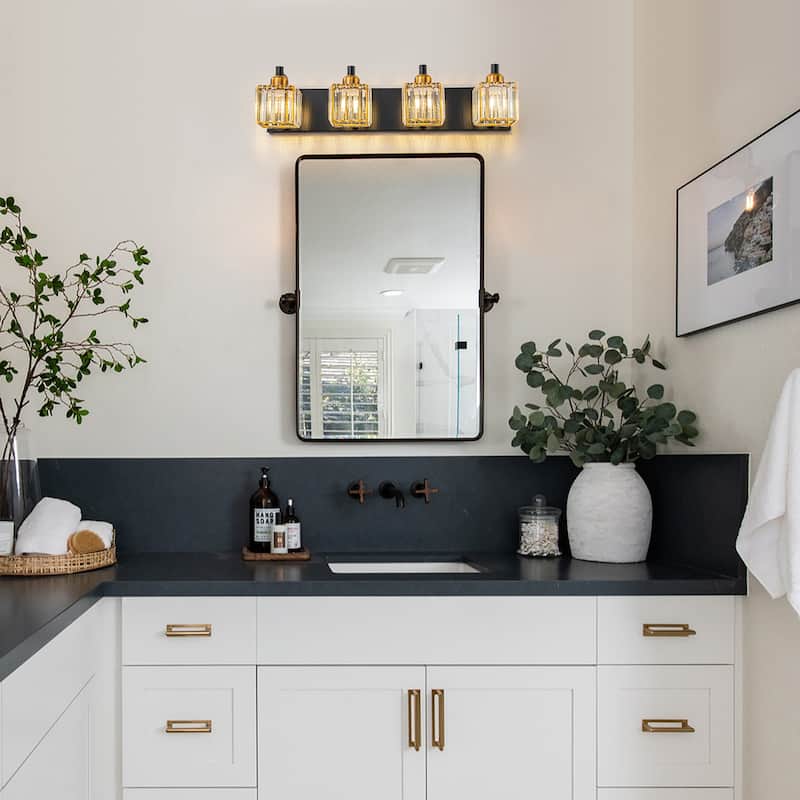 Dimmable Square Bathroom Crystal Vanity Light Wall Sconces