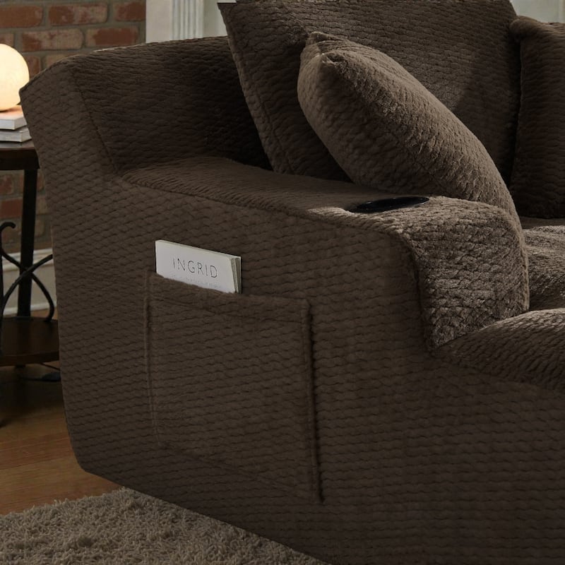 Oversized Chaise Lounge Chair Indoor, No Assembly Sleeper Sofa with Faux Fur Upholstery for Living Room or Office