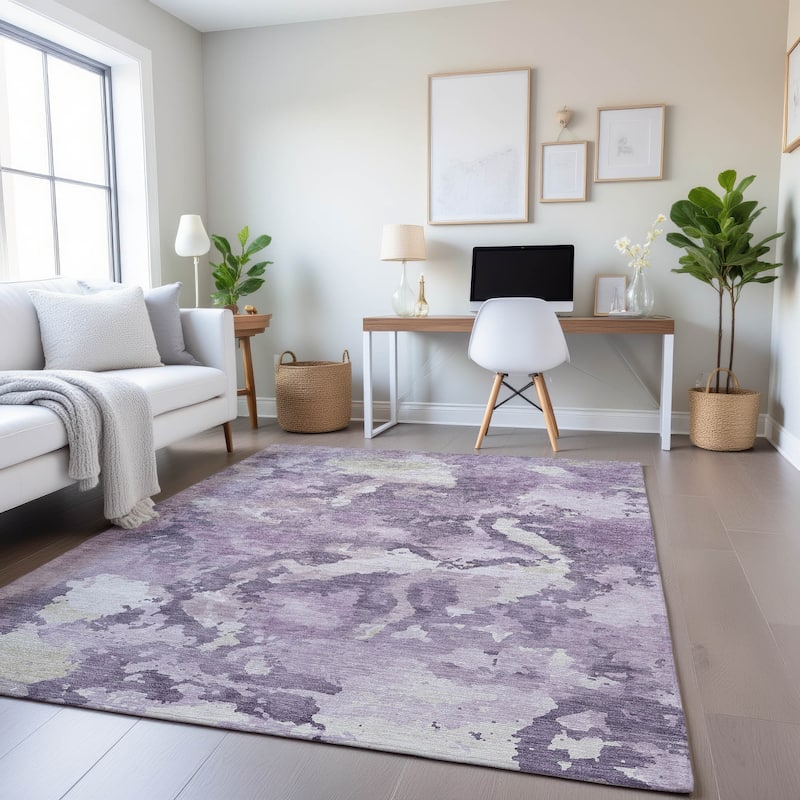 Premium Washable Super Soft Abstract Chic Mayfield Rug - Lavender - 8' x 10'