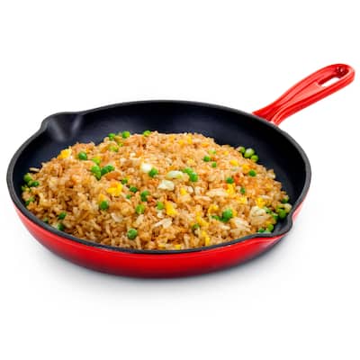 MegaChef Round 10.25in Cast Iron Skillet with Ombre Enameled Coating