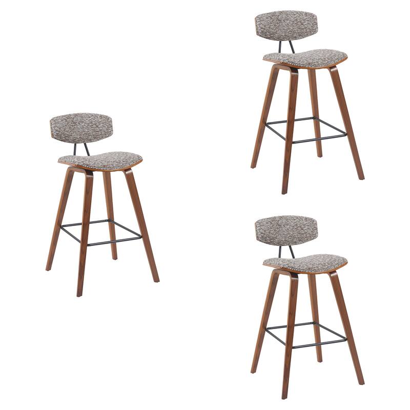 Fox Mid-Century Bar Stool, Upholstered Counter Height Chair with Bentwood Legs
