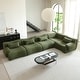preview thumbnail 1 of 4, JASIWAY L-shaped Teddy Velvet Upholstered Sectional Sofa Modular Sofa Green