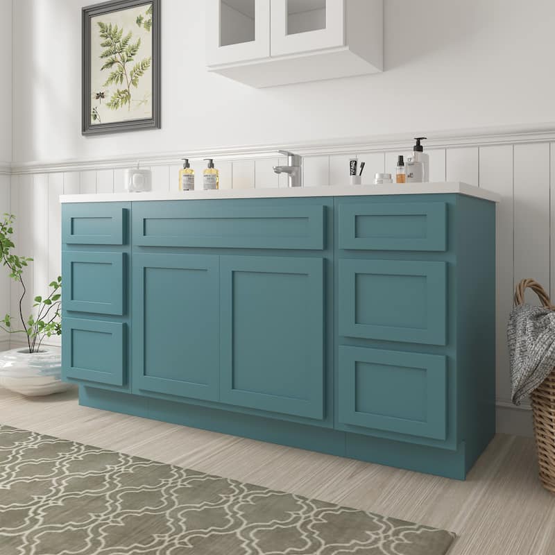 Vanity Art 60" Oak Freestanding Bathroom Vanity Cabinet without Top