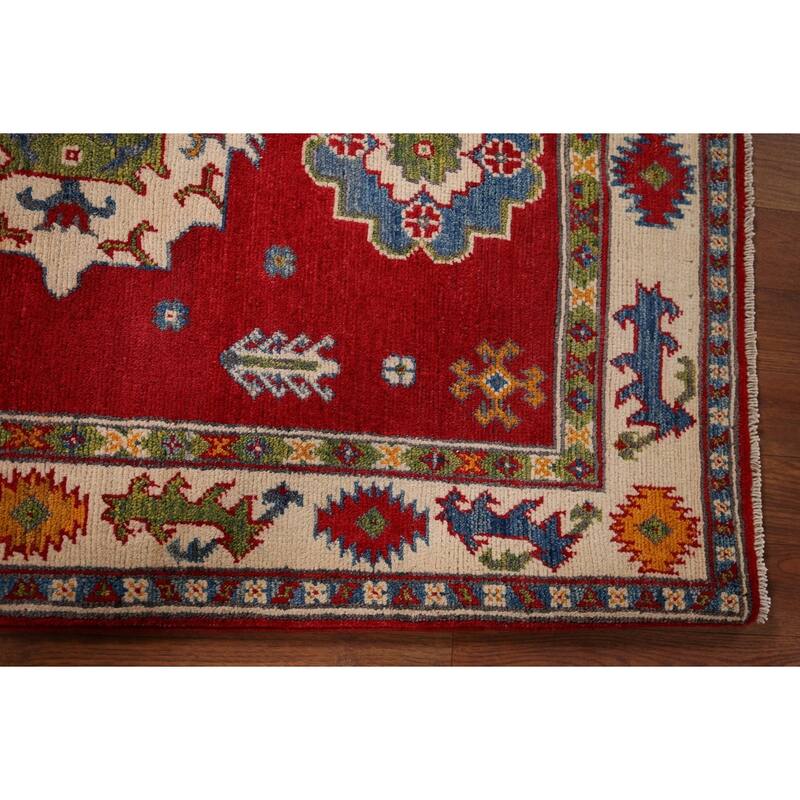 Red Kazak Accent Rug Handmade Oriental Wool Carpet - 2'10" x 4'0"