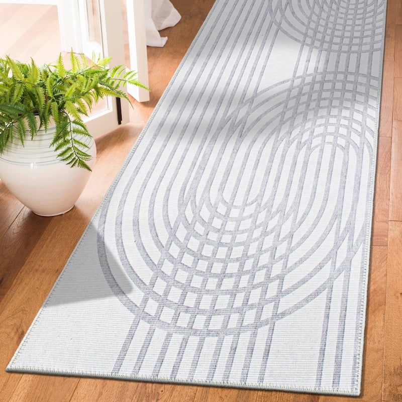 Contemporary Lines Machine Washable Area Rug - 2'6" x 10' Runner