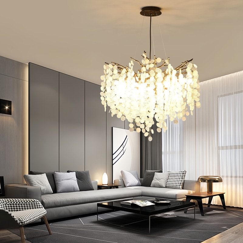 Modern 6-Light Adjustable Crystal Branch Chandelier Pendant Light-image