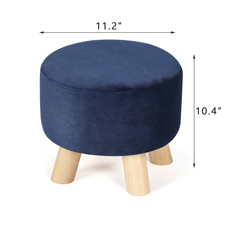 Adeco Modern Round Ottoman Home Footrest Stool/ Linen Fabric Seat Pouf