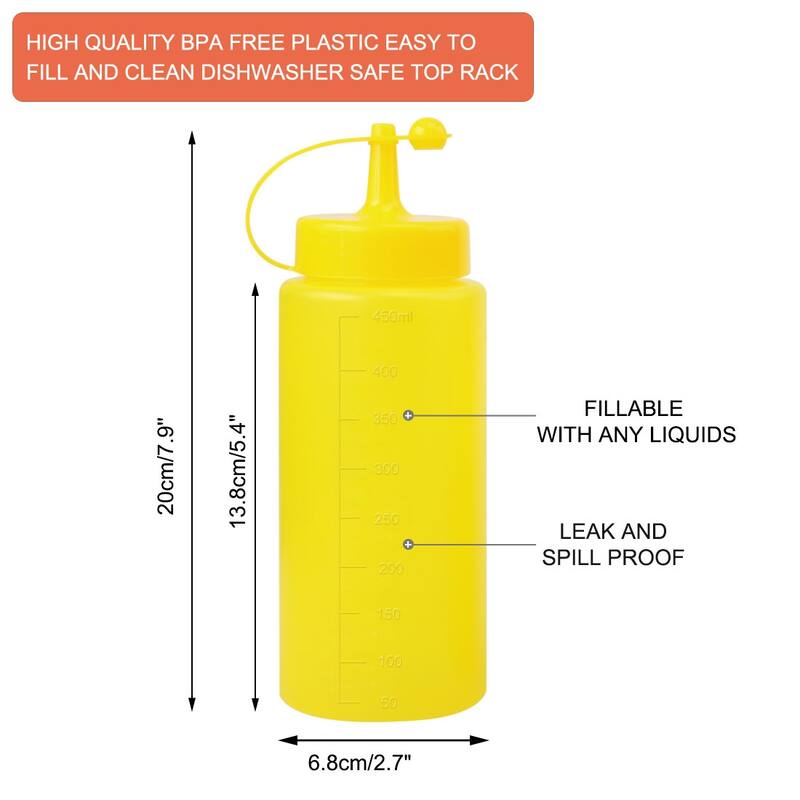 Plastic 16 Oz Condiment Squeeze Bottles with Cap Olive Oil Dispenser