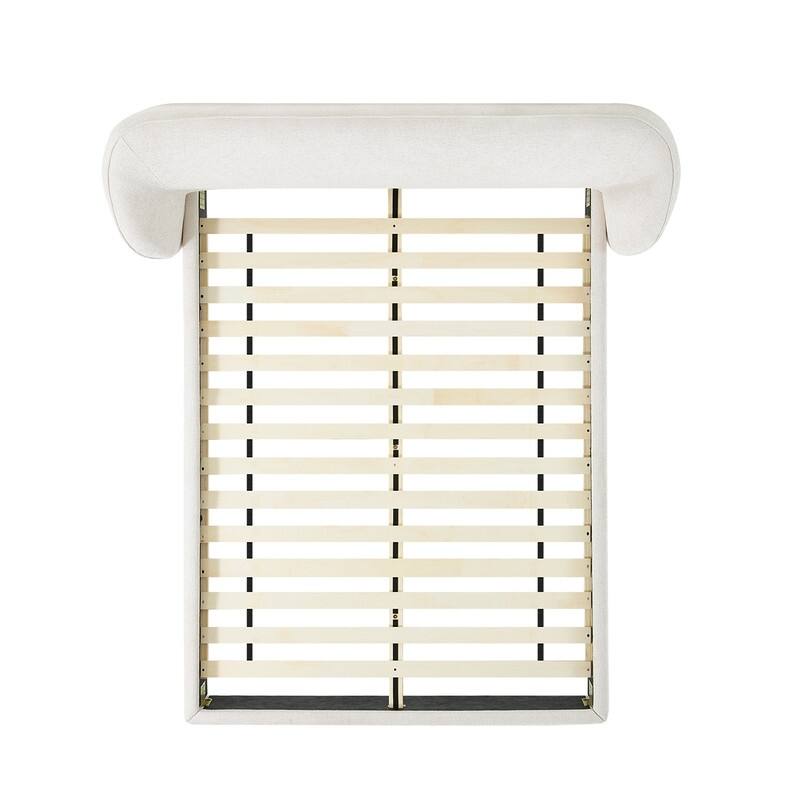 Spruce & Spring Upholstered Platform Bed with Rounded Headboard and Water-repellent Chenille Fabric