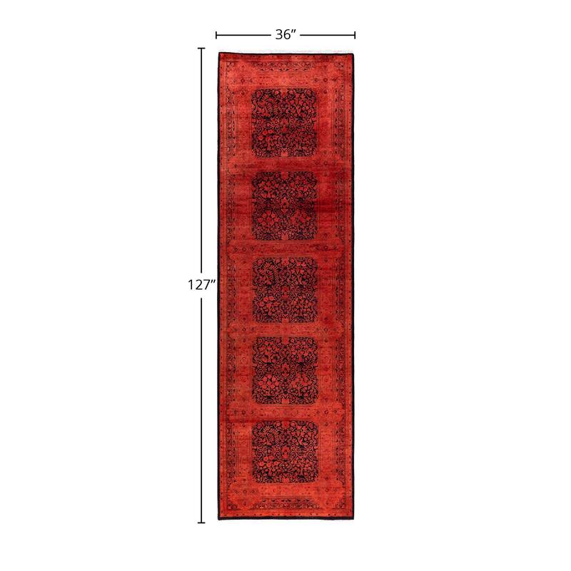 Contemporary Overdyed Wool Hand Knotted Runner - 3' 0" x 10' 7"