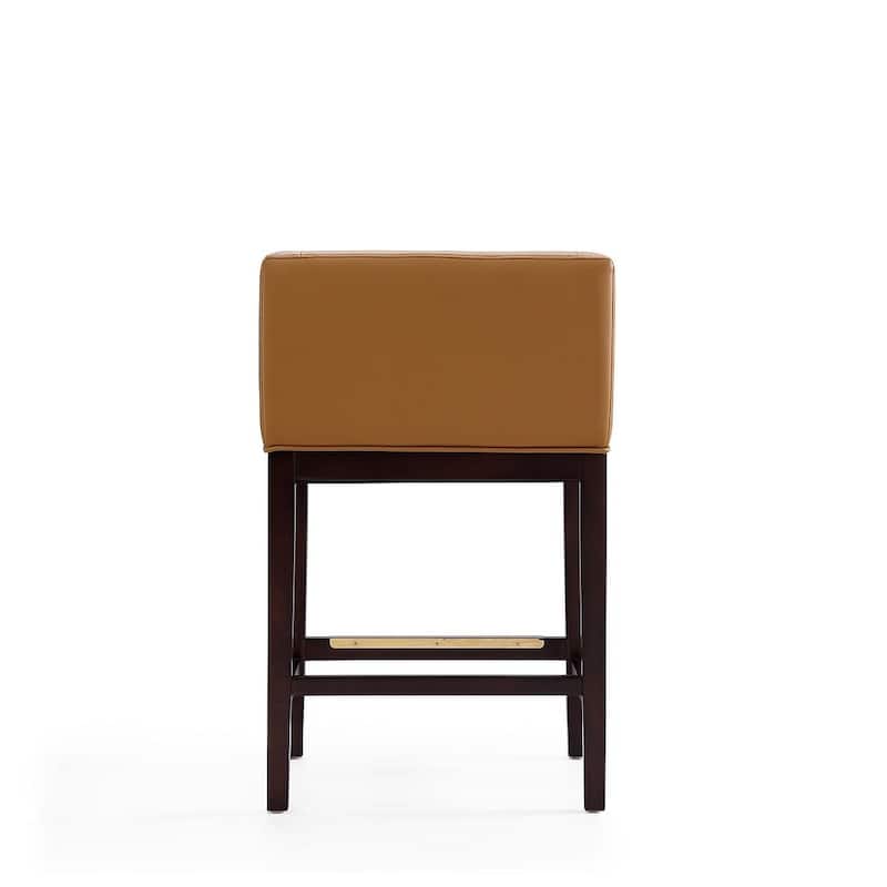 Manhattan Comfort Kingsley Dark Walnut Wood Counter Height Bar Stool (Set of 3)