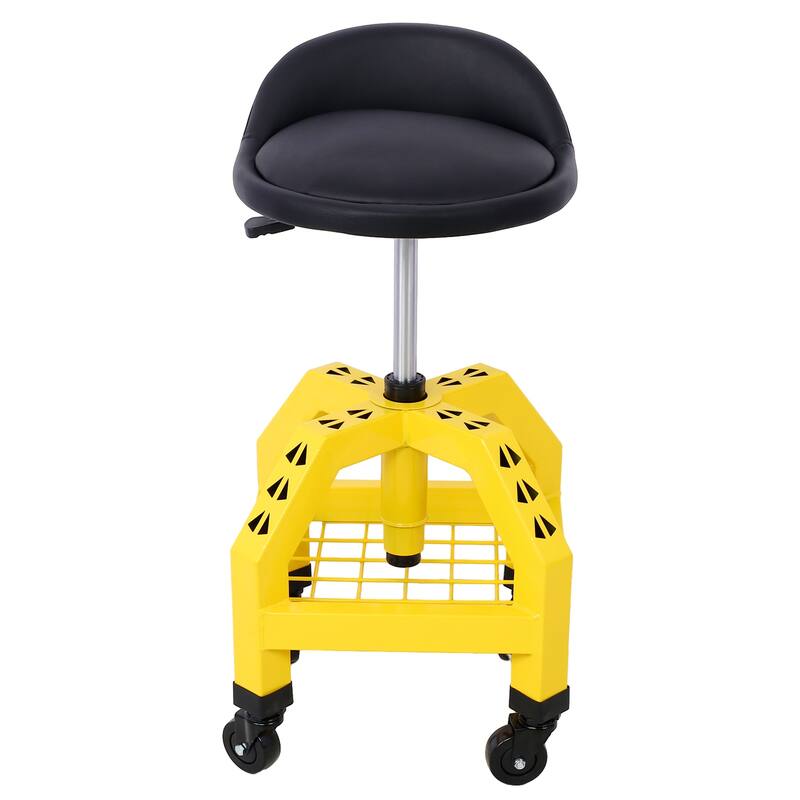 Pneumatic 360 Degree Swivel Stool, Mechanics Rolling Creeper Seat, Heavy Duty Rolling Mechanics Stool, Shop Stool with Casters