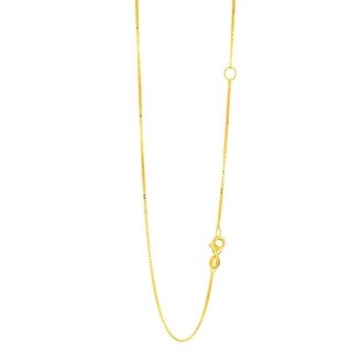 0.8mm 14k Gold Solid Box Chain Necklace with Lobster Clasp 