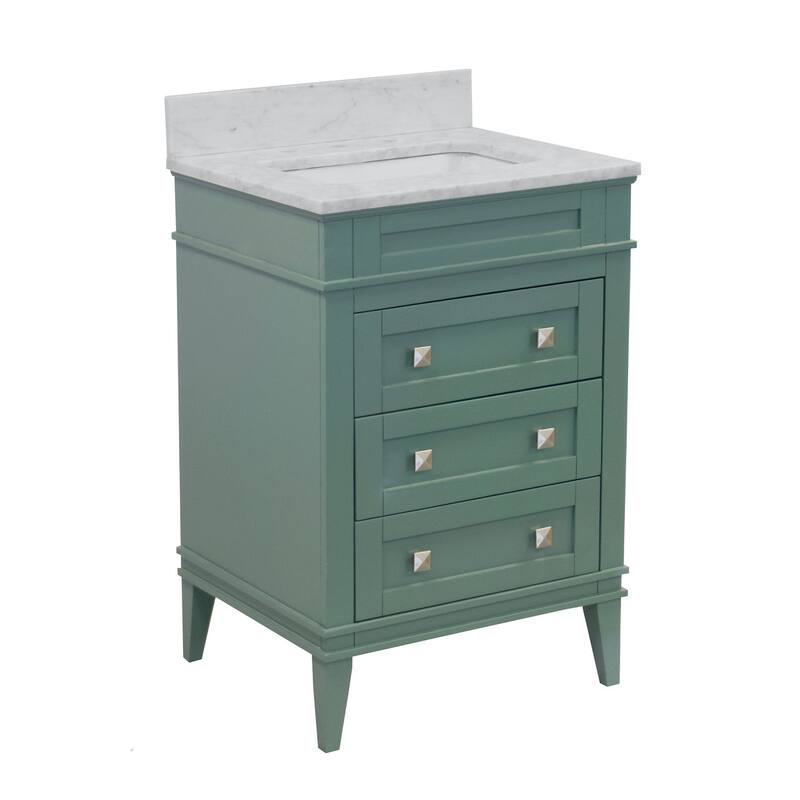 KitchenBathCollection Eleanor 24" Bathroom Vanity with Carrara Marble Top