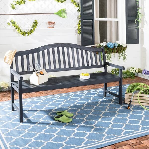 slide 2 of 11, SAFAVIEH Mischa Dark Slate Grey Acacia Bench - 63" x 25.2" x 37.8"