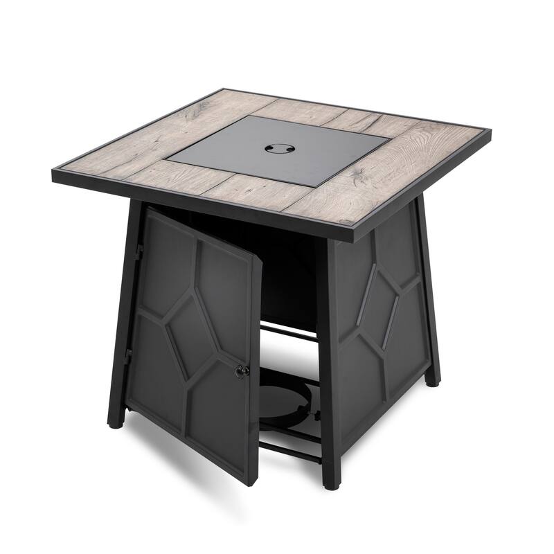 Nuu Garden 50000 BTU Ceramic tabletop Square Propane Fire Pit Set
