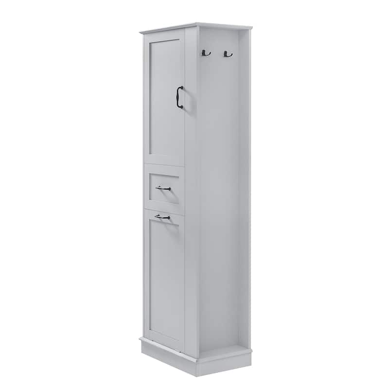 Modern Tall Storage Cabinet with Tilt-Out Compartment, Adjustable Shelves,Soft-Close Hinges and Aluminum Alloy Handles