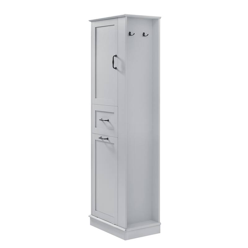 Roomfitters 67" Tall Modern Storage Cabinet with Tilt-Out Compartment and Side Hooks