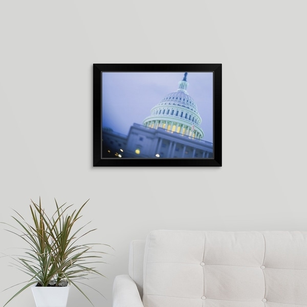 "Low angle view of a government building, Capitol Building, Washington DC" Black Framed Print