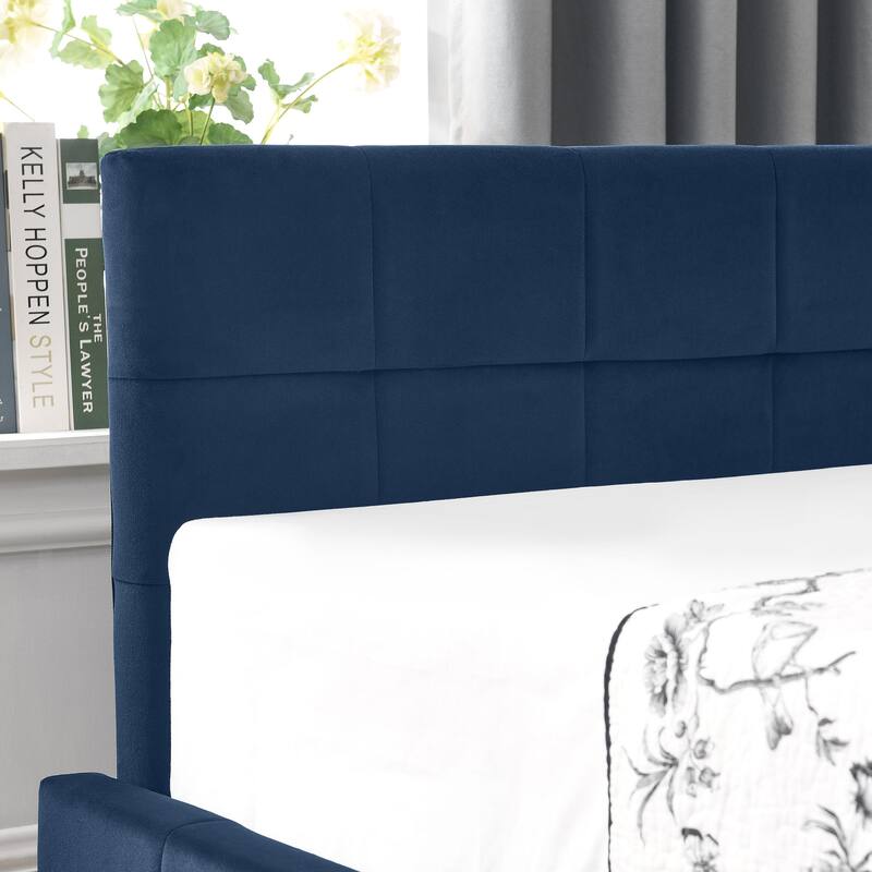 Full Size Velvet Upholstered Daybed with Storage Drawers