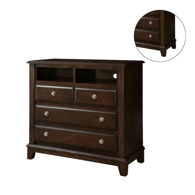 Media Chest with 3 Drawers in Brown Cherry