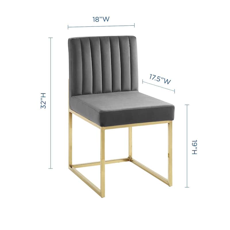 Silver Orchid Haussermann Channel Tufted Sled Base Velvet Dining Chair