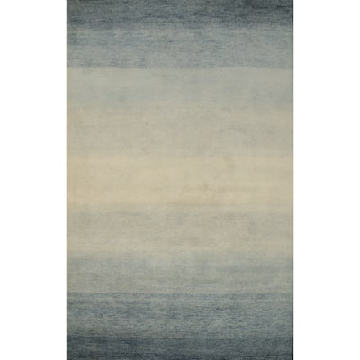 Hand Knotted Oriental 100% Wool Carpet Modern Stripe Multi-Colored Gabbeh Area Rug - 7' 10'' X 5' 7''
