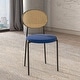 preview thumbnail 61 of 92, Leisuremod Euston Modern Velvet/Leather Dining Chair - Minimalist Wicker Back Accent Chair for Home Living Room & Kitchen
