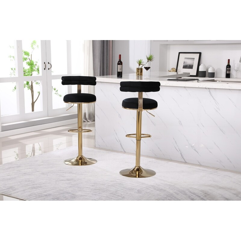 Retro Style Round Seat Swivel Bar Stools with Metal Base 2Pcs Ctn