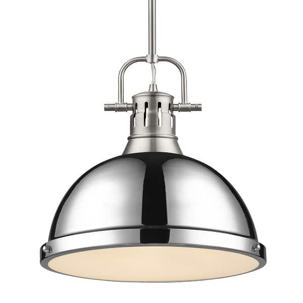 slide 2 of 13, Duncan 1-light Hanging Dome Pendant with Rod Pewter with Chrome