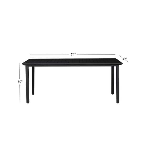 Abbyson Santorini Black Outdoor Aluminum Dining Table Bed Bath