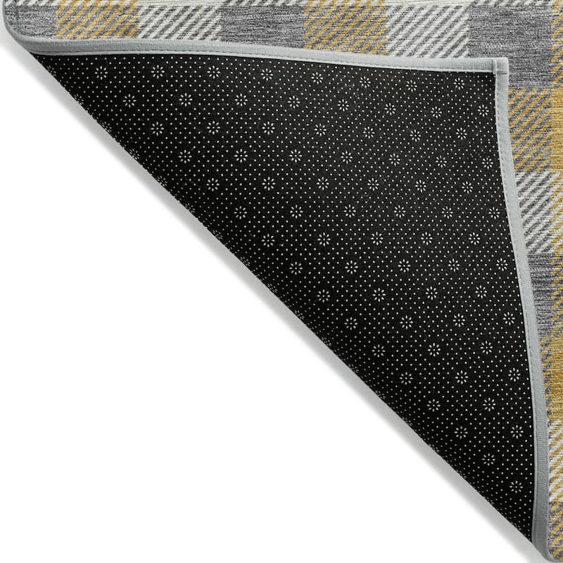 Machine Washable Indoor/ Outdoor Plaid Chantille Rug