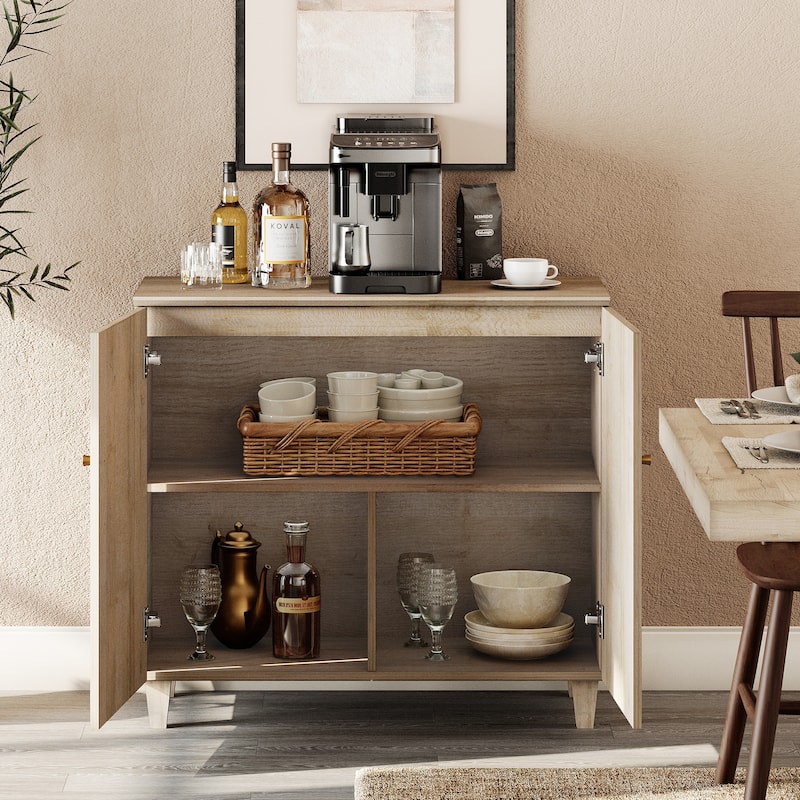 Buffet Cabinet with 3 Compartments for Dining Room, 32.4"H Sideboard