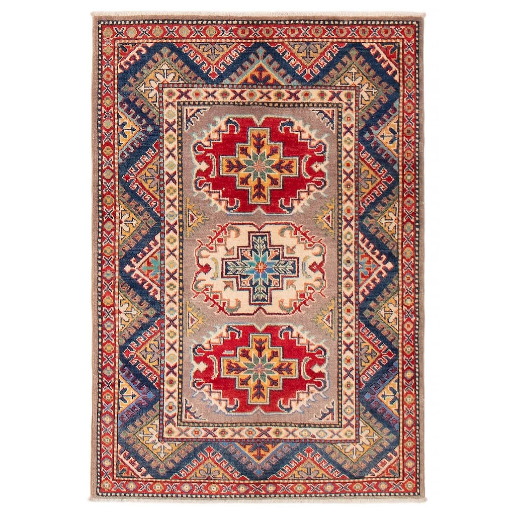 ECARPETGALLERY Hand-knotted Uzbek Ghazni Taupe Wool Rug - 3'3 x 4'9