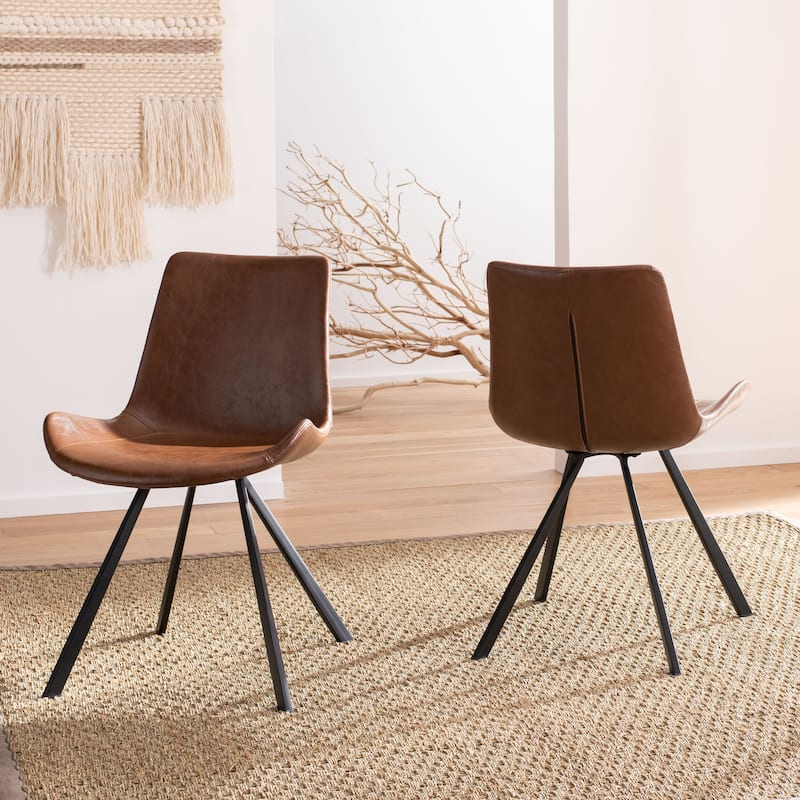 SAFAVIEH Corine Mid-Century Modern Accent Chairs (Set of 2) - 20.5" x 24" x 31.5" - 20Wx24Dx32H - Light Brown