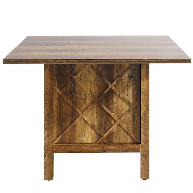 4-Person Farmhouse Wooden Square Dining Dinner Table for Kitchen