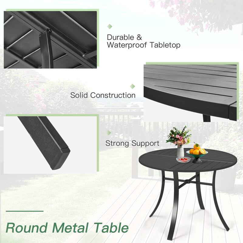 Patio Dining Set w Textilene / Swivel Rocking Chairs, Outdoor Table & Chairs w Adjustable Umbrella Hole, 5/7/9-Piece Garden Set
