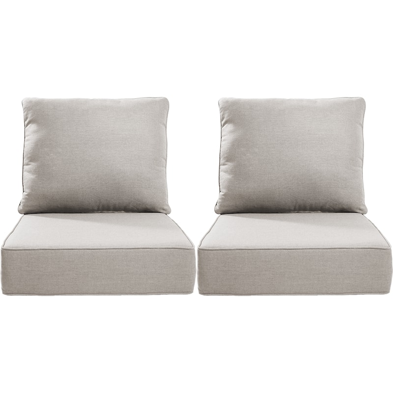 22" W x 24" D x 6" T Water & Fade Resistant Outdoor Lounge Chair Replacement Cushion Set - 2 Sets - Beige