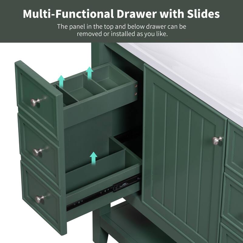 36 Inch Freestanding Bathroom Vanity Set with Drawers and Ceramic Sink