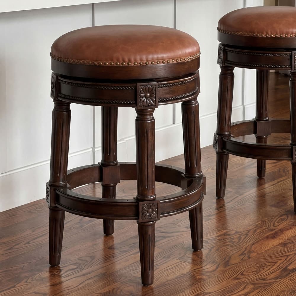 New Ridge Home Goods Chapman Counter-Height Backless Swivel Bar Stool - Counter Height