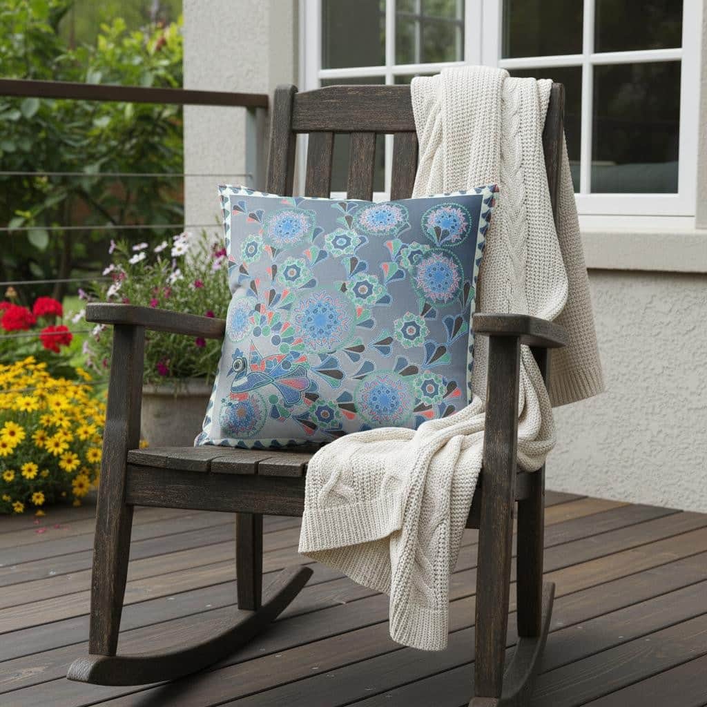 HomeRoots 16" x 16" Blue and White Peacock Blown Seam Floral Indoor Outdoor Throw Pillow - 16.00' X '5.00' X '16.00