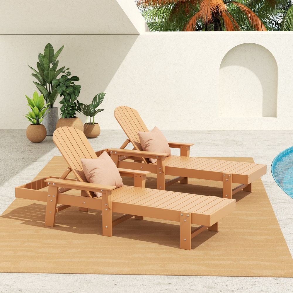 Altura Poly Eco-Friendly All Weather Reclining Chaise Lounge with Arms (Set of 2)