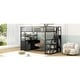 preview thumbnail 19 of 28, Full Size Metal Loft Bed with Storage Staircase and Open Wardrobe, Multifunctional Bed Frame with Shelves and Lockers